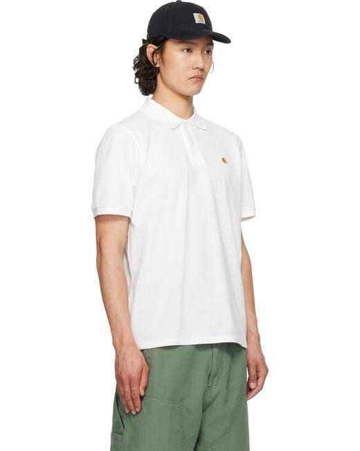 Carhartt White Chase Pique Polo for men