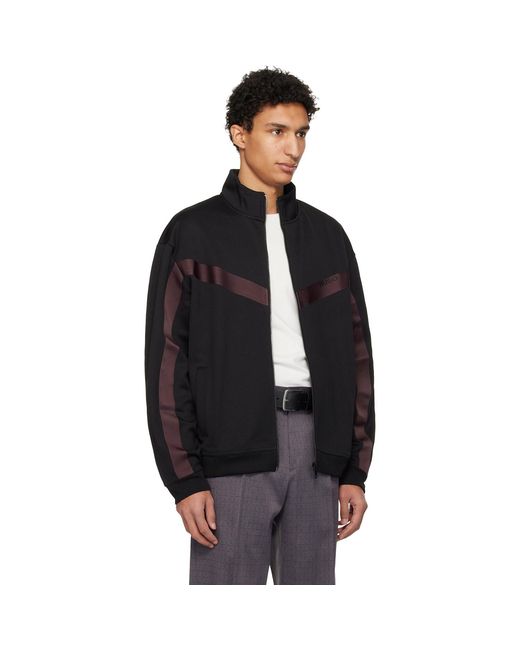 HUGO Black Chevron-Tape Zip-Up Jacket for men