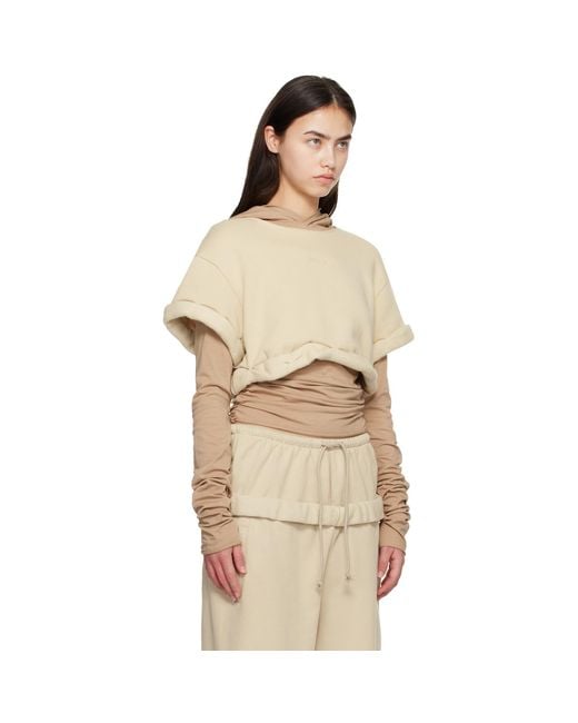 we11done Natural Layered Roll-Up Hoodie