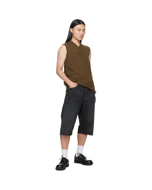 MM6 by Maison Margiela Black Drawstring Denim Shorts for men