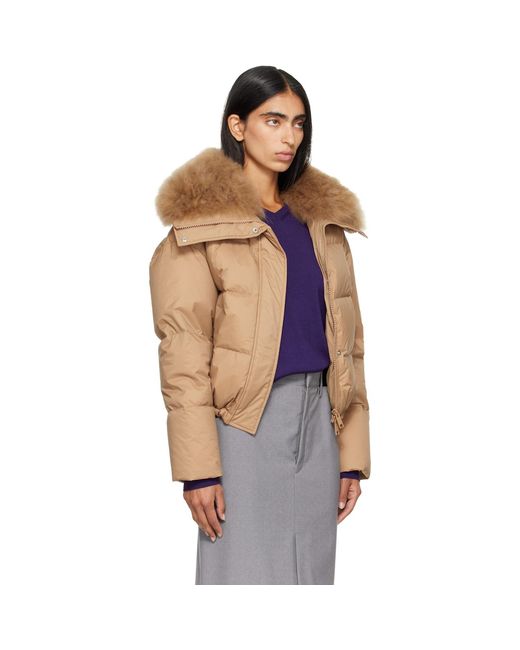 Yves Salomon Multicolor Waterproof Technical Lambswool Trim Short Down Jacket