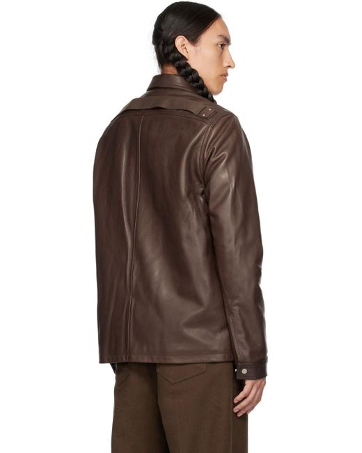 Rick Owens Brown Brad Leather Jacket for men