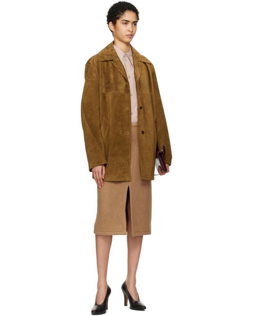 Carven Brown Tan Short Split Suede Coat