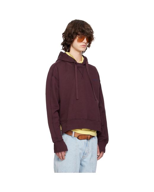 Sanderlak Purple Burgundy Embroidered Logo Hoodie for men