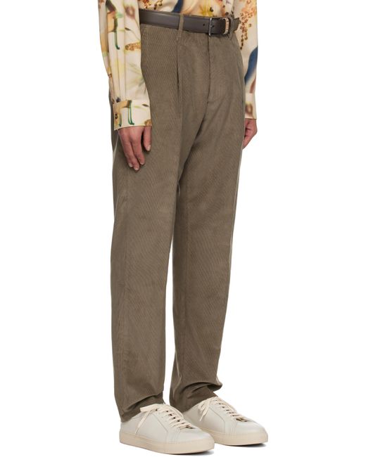 メンズ Paul Smith ブラウン テーパードフィット タック コーデュロイパンツ Multicolor