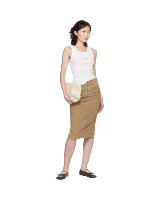 MM6 by Maison Margiela Multicolor Coated Denim Midi Skirt