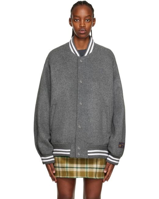 we11done Gray Oversized Bomber Jacket