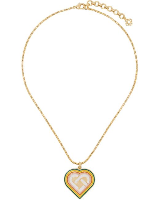 Casablancabrand Multicolor Heart Monogram Medallion Necklace for men