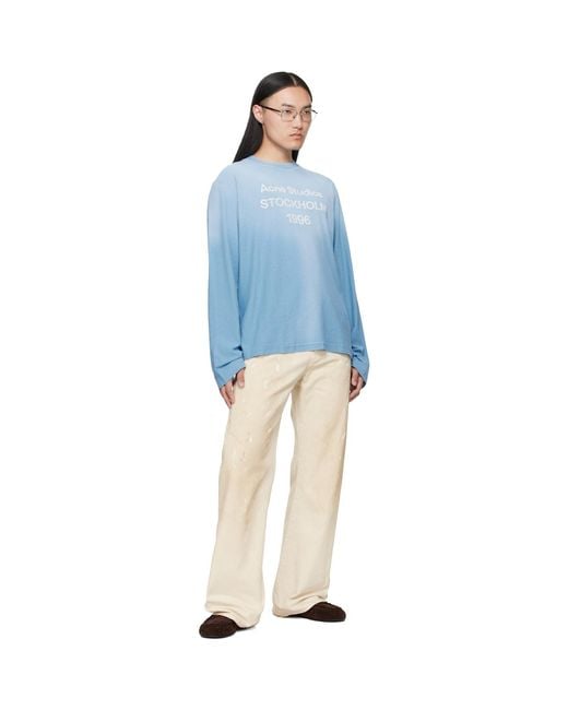 Acne Blue Sprayed '1996' Logo T-Shirt for men