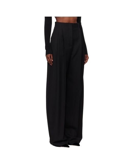 Mugler Black Wide Pleated Trousers