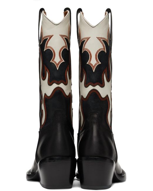 Dries Van Noten Black & White Cowboy Chelsea Boots for men