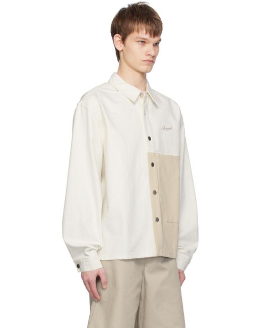Chemise blanc cassé et en denim à panneau contrastant Axel Arigato pour homme en coloris White