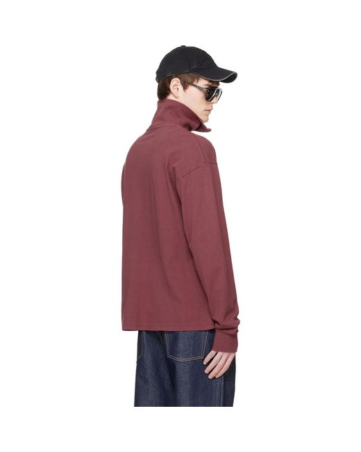 Acne Red Zip-Up Logo Sweatshirt for men