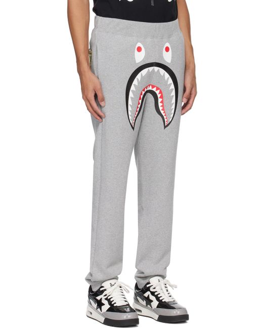 Pantalon de survêtement gris à requin emblématique et à poche à motif camouflage abc A Bathing Ape pour homme en coloris Gray