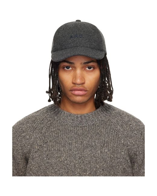 A.P.C. Gray Charlie Baseball Cap for men