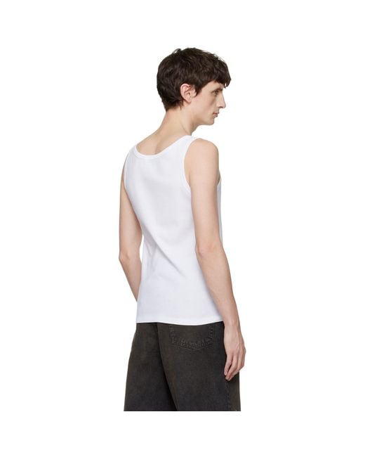 Rhude White Logo Ribbed Tank Top for men