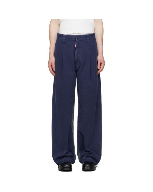 DSquared² Blue Re-Worked Colorblock Easy Zoot Trousers for men