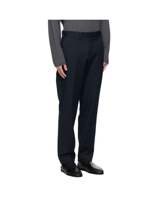 Dries Van Noten Blue Button Tab Trousers for men