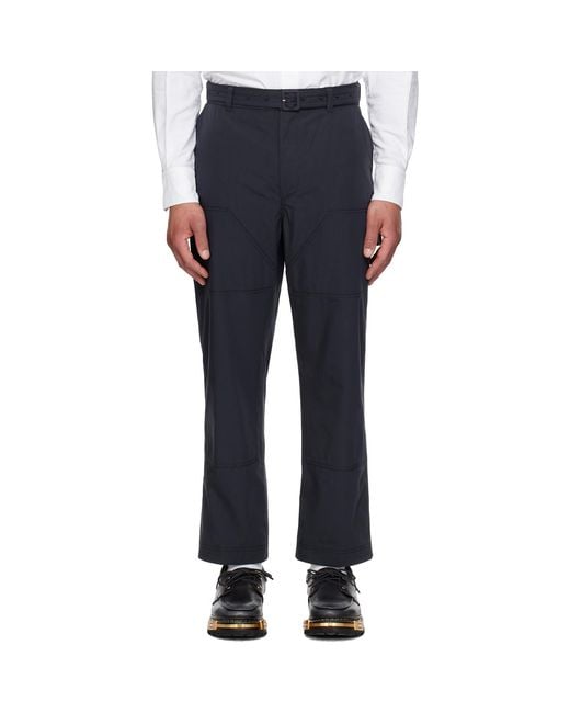 Thom Browne Blue Cotton Suiting Carpenter Trousers for men
