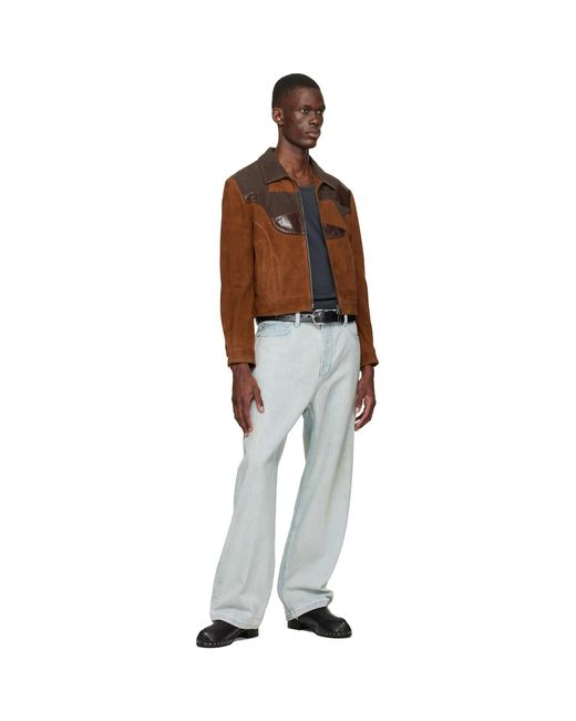 ANDERSSON BELL Black Harvey Patchwork Suede Jacket for men