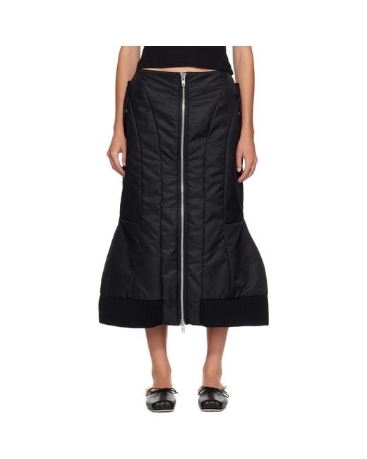 Simone Rocha Black Padded Sculpt Bomber Midi Skirt