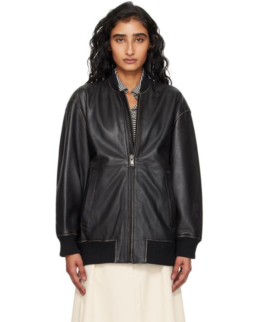 Weekend by Maxmara Black Tattico Leather Jacket