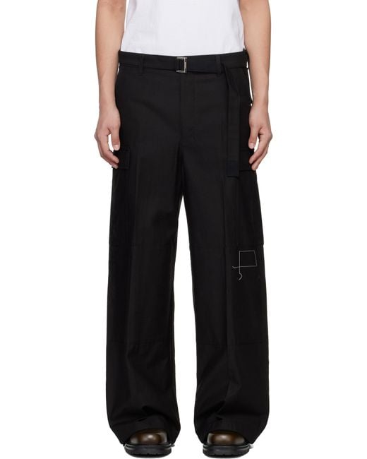 WTAPS Sacai Cotton Back Satin Pants 黒 L Sacai Wtaps Edition Cotton Back Satin Cargo Pants in Black for Men