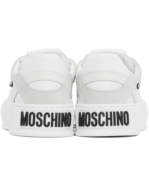 メンズ Moschino ホワイト&グレー Bumpsstripes スニーカー Black