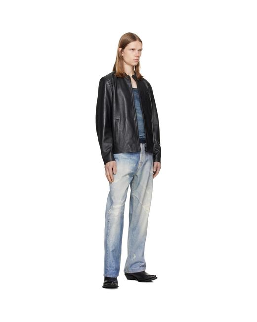 DIESEL Black L-Tad-Wrd Leather Jacket for men