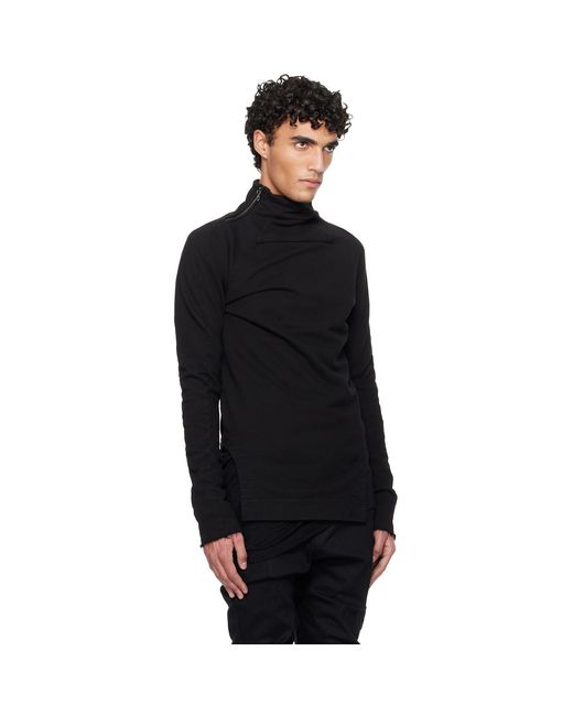 Julius Black Arched Hem High Neck Sweatshirt for men