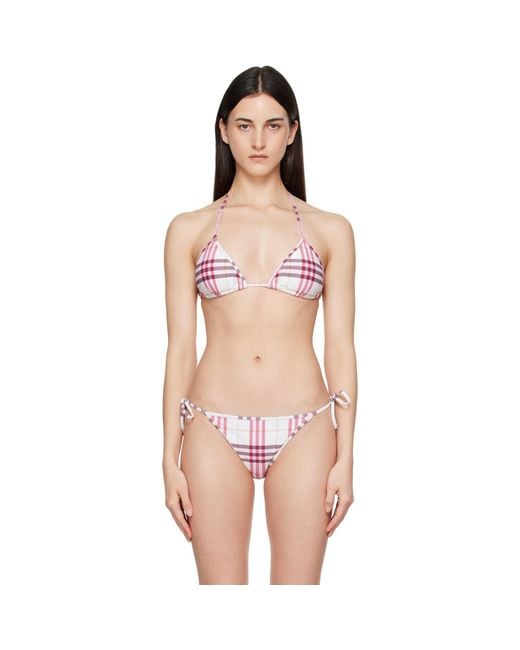 Burberry Pink Check Bikini Top
