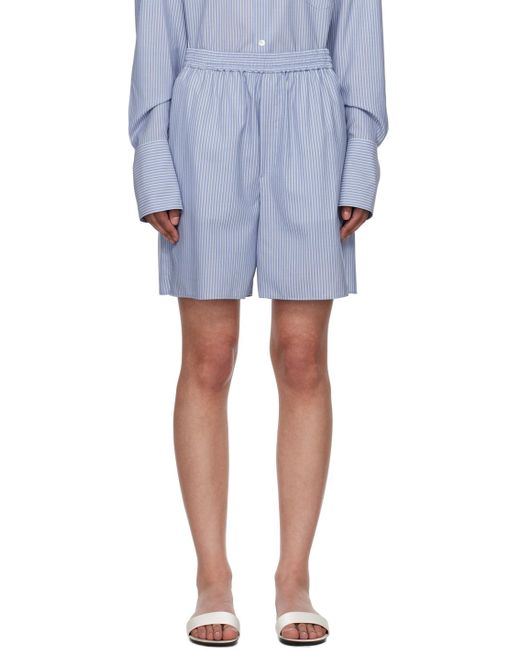 Auralee Blue Stripe Shorts