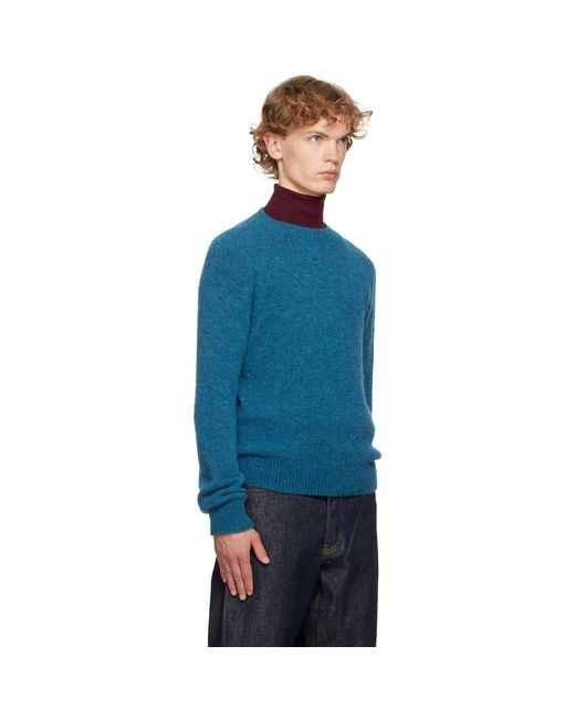 Dries Van Noten Blue Alpaca Sweater for men