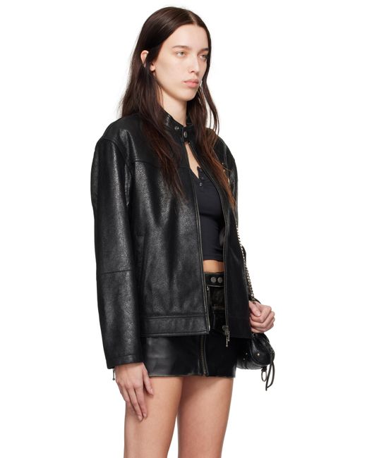 Guess Black Crackled Leather Jacket
