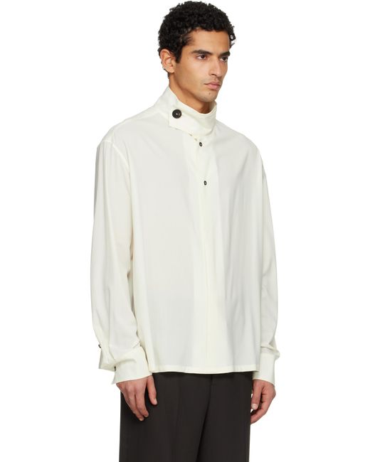 Lanvin White Off- Stand-Up Collar Shirt for men