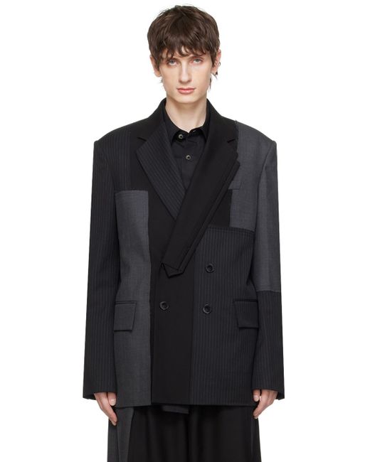 Feng Chen Wang Black Double-breasted Blazer for men