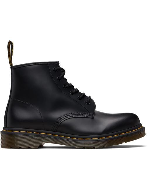 Dr. Martens Black 101 Stitch Smooth Leather Ankle Boots for men