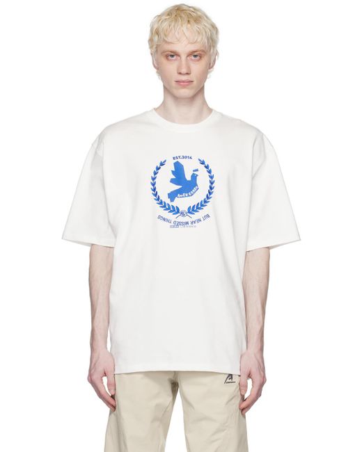 Adererror White Embroidered T-shirt for men