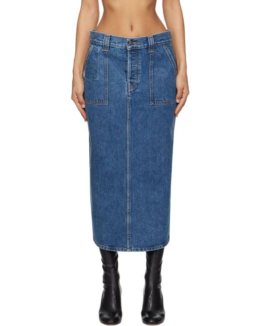 Khaite Blue Genevieve Denim Midi Skirt