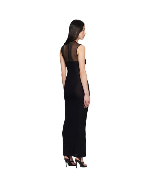 Alaïa Black Knit Molded Bodycon Maxi Dress