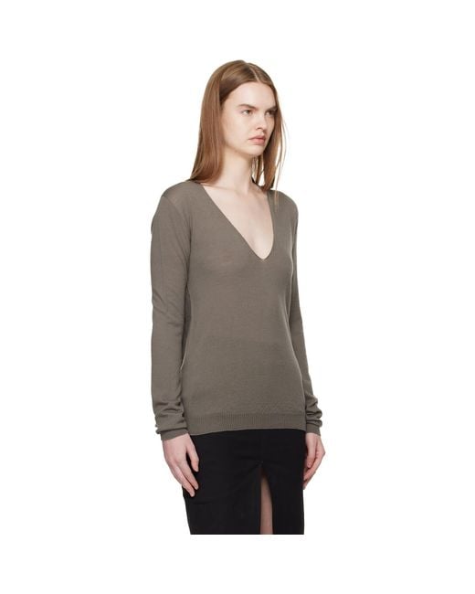 Rick Owens Black Temple V Neck Pull Sweater