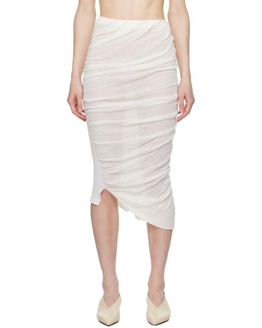 Issey Miyake White Off- Twisted Midi Skirt