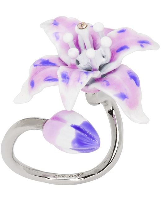 メンズ Acne シルバー Flower リング Purple