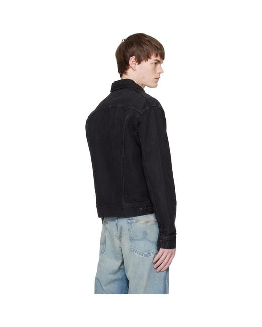 RRL Black Worn-In Denim Trucker Jacket for men