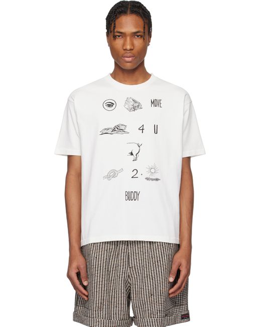 メンズ Bode オフホワイト Rebus Tシャツ White
