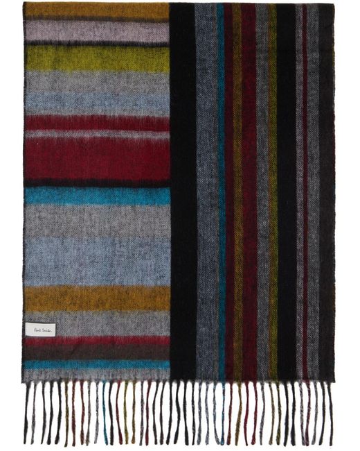 Paul Smith Black Multicolor Mixed Signature Stripe Scarf for men