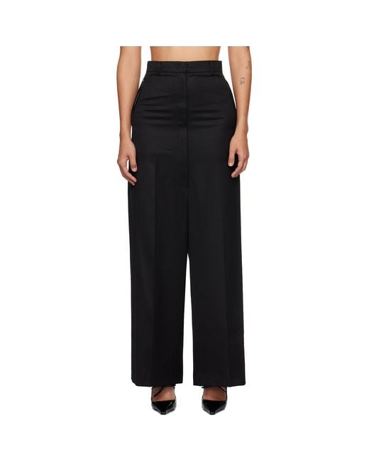 Pushbutton Black Side Folded Wide Trousers