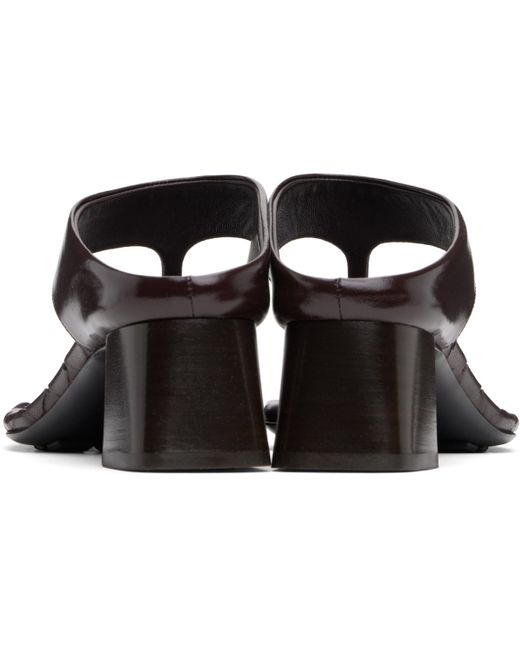Bottega Veneta Black Burgundy Marella Thong Heeled Sandals
