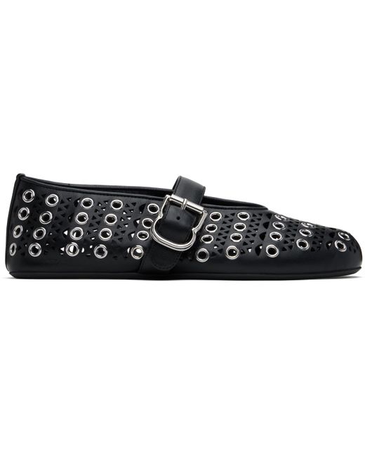 Alaïa ブラック Vienne ラムスキン アイレット フラットシューズ Black