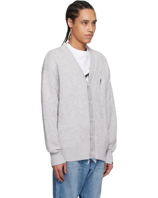 A Bathing Ape White Solid Camo Jacquard One Point Cardigan for men